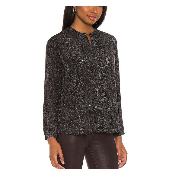 Rails Eloise Black & Grey Snakeskin Print Long Sleeve Button Down Blouse Size S - Picture 1 of 9
